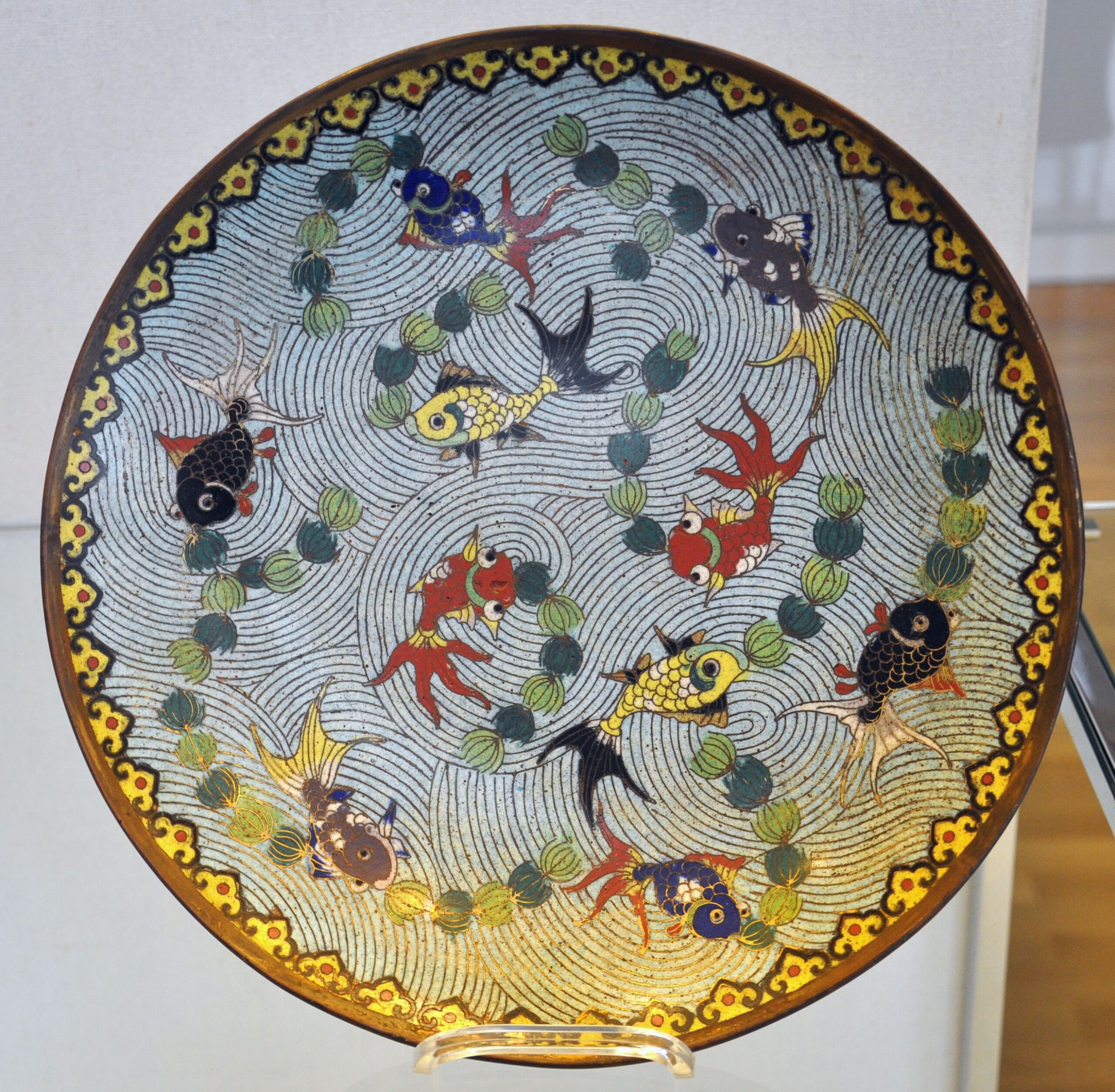a plate in the style of Cloisonné