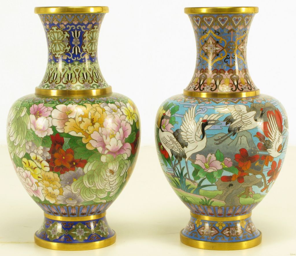 photos of Chinese Cloisonné style vases